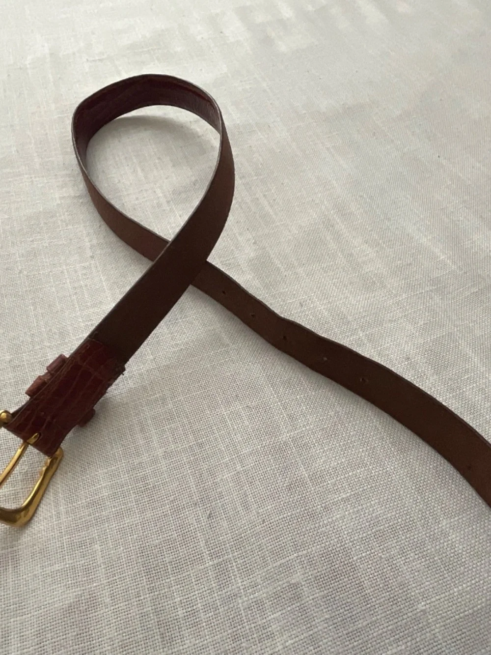 Ritz Brown Croc Embossed Leather Adjustable Belt Size M